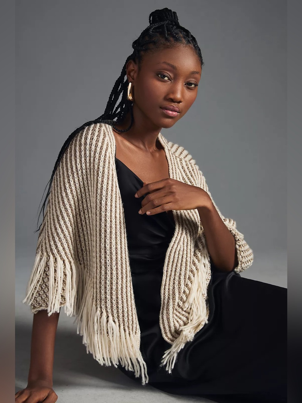 Anthropologie Metallic Fringe Cardigan
Sweater , sz : one size